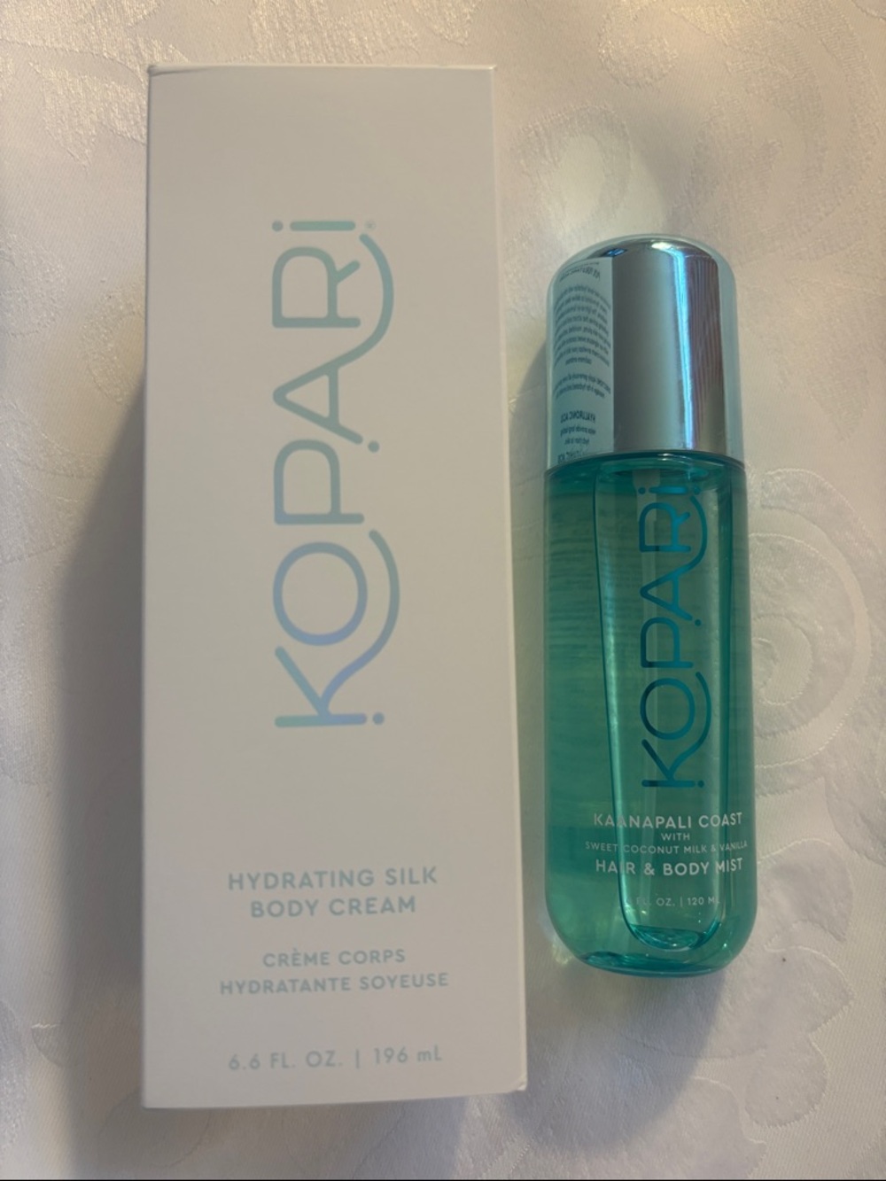 Kopari Hydrating Silk Body Cream, and Kānāpali Coast hair & body Mist
